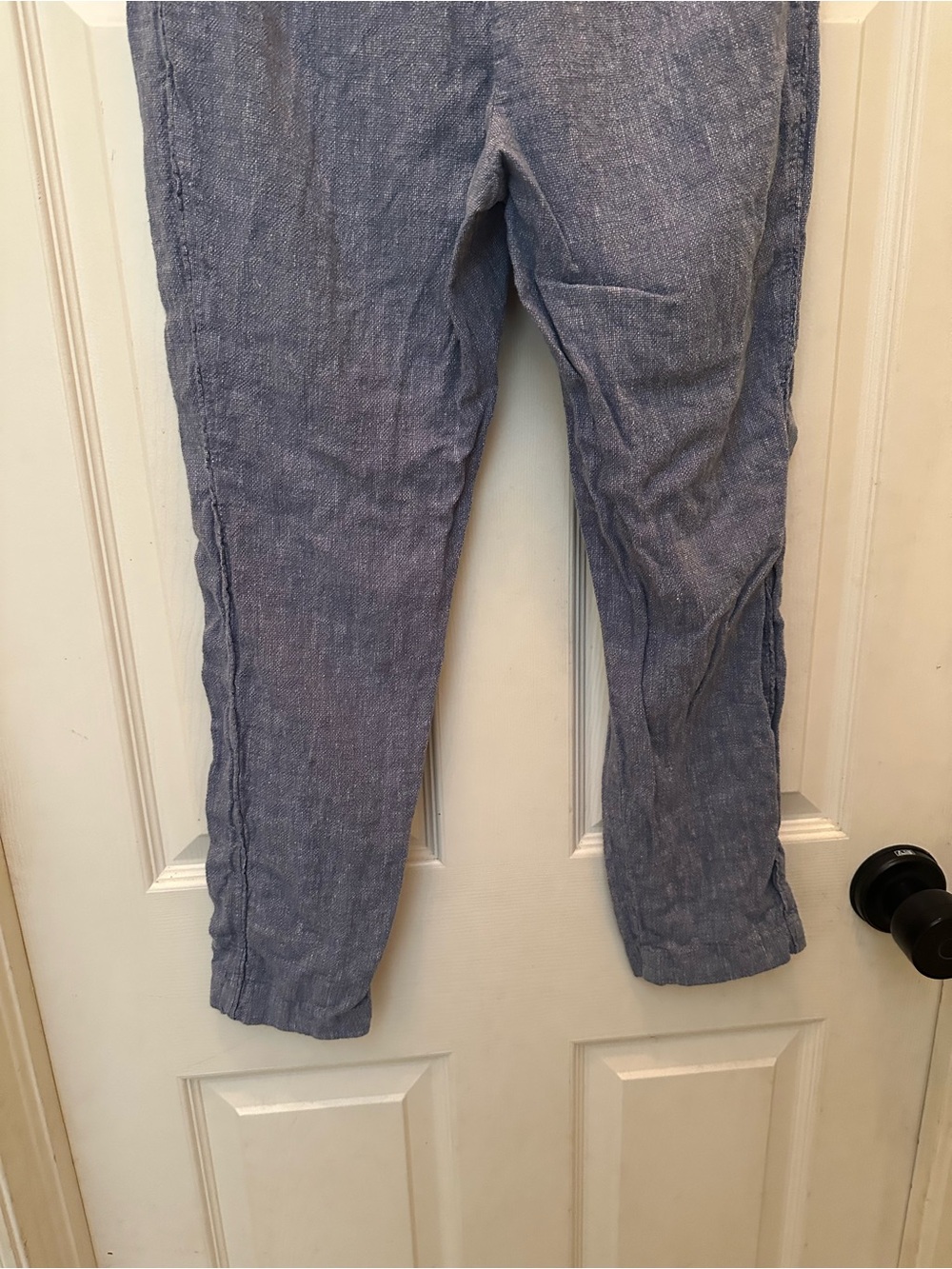 Light Blue Linen-Blend Drawstring Pants - Picture 7 of 9